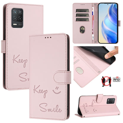 Smile Embossing RFID Leather Phone Case, For Realme C30 4G / Narzo 50i Prime, For Realme GT Neo 3T, For Realme Narzo 50 Pro 5G, For Realme 9 Pro+ 5G, For Realme 9 4G Global, For Realme V23 / Narzo 50, For Realme GT Neo 3, For Realme 8 5G / 9 5G India  ...