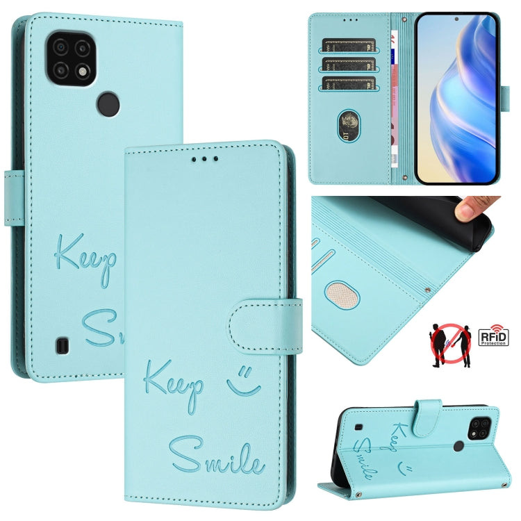 Smile Embossing RFID Leather Phone Case, For Realme C30 4G / Narzo 50i Prime, For Realme GT Neo 3T, For Realme Narzo 50 Pro 5G, For Realme 9 Pro+ 5G, For Realme 9 4G Global, For Realme V23 / Narzo 50, For Realme GT Neo 3, For Realme 8 5G / 9 5G India  ...