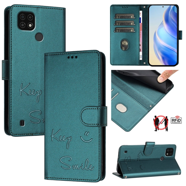 Smile Embossing RFID Leather Phone Case, For Realme C30 4G / Narzo 50i Prime, For Realme GT Neo 3T, For Realme Narzo 50 Pro 5G, For Realme 9 Pro+ 5G, For Realme 9 4G Global, For Realme V23 / Narzo 50, For Realme GT Neo 3, For Realme 8 5G / 9 5G India  ...