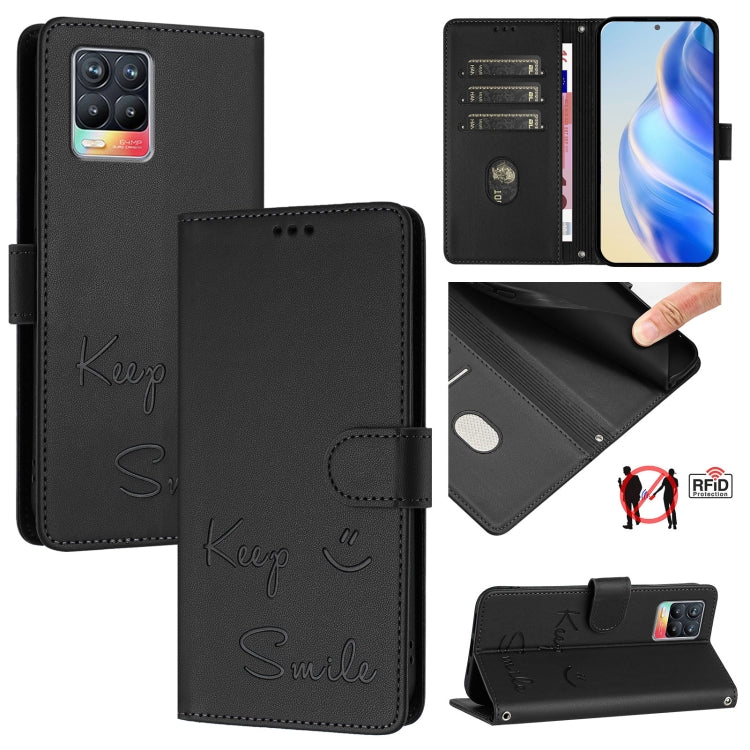 Smile Embossing RFID Leather Phone Case, For Realme C30 4G / Narzo 50i Prime, For Realme GT Neo 3T, For Realme Narzo 50 Pro 5G, For Realme 9 Pro+ 5G, For Realme 9 4G Global, For Realme V23 / Narzo 50, For Realme GT Neo 3, For Realme 8 5G / 9 5G India  ...