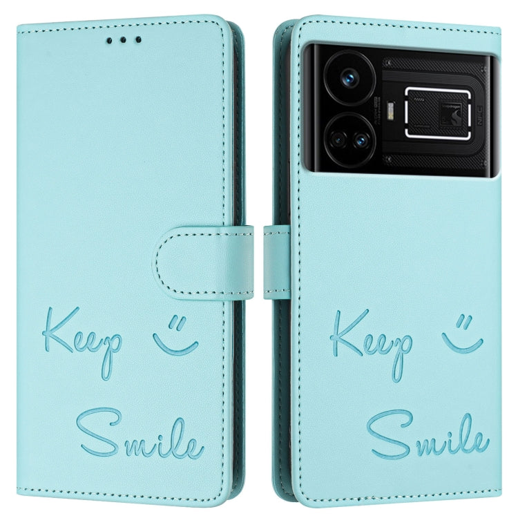 Smile Embossing RFID Leather Phone Case, For Realme GT 5G / GT Neo 5G, For Realme V11 5G