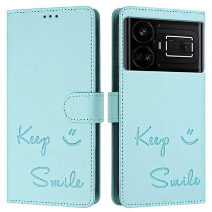 Smile Embossing RFID Leather Phone Case, For Realme GT 5G / GT Neo 5G, For Realme V11 5G