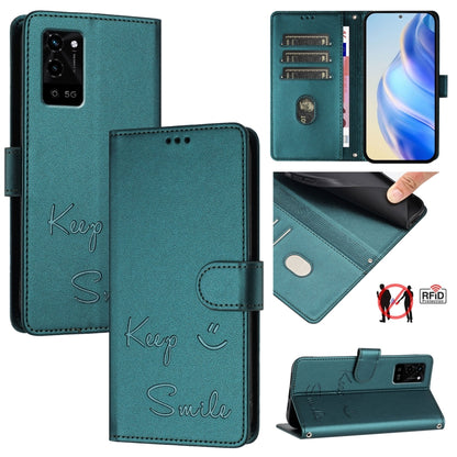 Smile Embossing RFID Leather Phone Case, For Realme GT 5G / GT Neo 5G, For Realme V11 5G