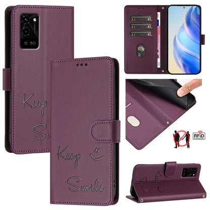 Smile Embossing RFID Leather Phone Case, For Realme GT 5G / GT Neo 5G, For Realme V11 5G