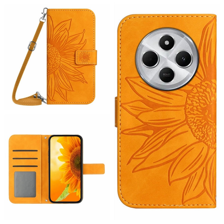 Skin Feel Sun Flower Embossed Flip Leather Phone Case with Lanyard, For Redmi 13x, For Redmi A5 4G 173.3mm, For Redmi A5 4G 171.7mm / Poco C71, For Redmi Note 14 4G 164.84mm EU Version, For Redmi Note 14 Pro 4G, For Redmi Note 14 4G 163.25mm           ...