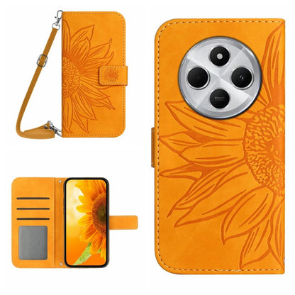 Skin Feel Sun Flower Embossed Flip Leather Phone Case with Lanyard, For Redmi 13x, For Redmi A5 4G 173.3mm, For Redmi A5 4G 171.7mm / Poco C71, For Redmi Note 14 4G 164.84mm EU Version, For Redmi Note 14 Pro 4G, For Redmi Note 14 4G 163.25mm           ...