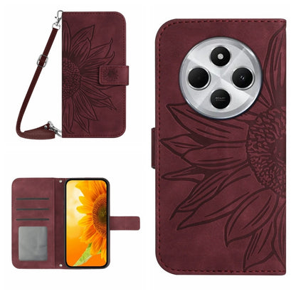 Skin Feel Sun Flower Embossed Flip Leather Phone Case with Lanyard, For Redmi 13x, For Redmi A5 4G 173.3mm, For Redmi A5 4G 171.7mm / Poco C71, For Redmi Note 14 4G 164.84mm EU Version, For Redmi Note 14 Pro 4G, For Redmi Note 14 4G 163.25mm           ...