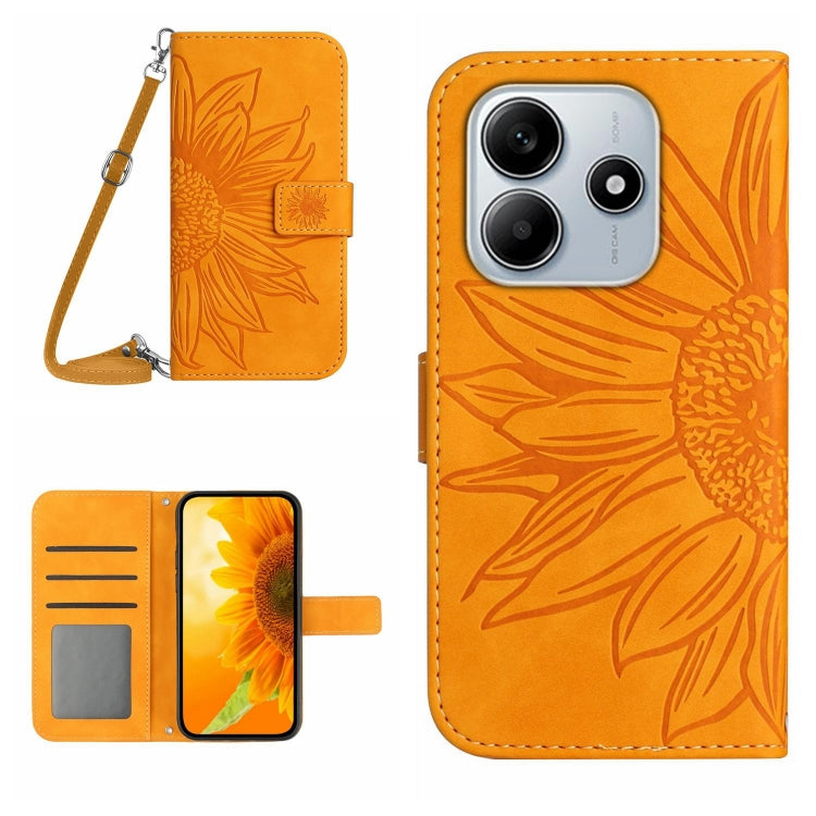 Skin Feel Sun Flower Embossed Flip Leather Phone Case with Lanyard, For Redmi 13x, For Redmi A5 4G 173.3mm, For Redmi A5 4G 171.7mm / Poco C71, For Redmi Note 14 4G 164.84mm EU Version, For Redmi Note 14 Pro 4G, For Redmi Note 14 4G 163.25mm           ...