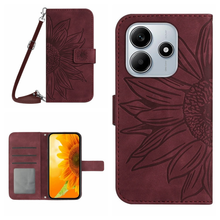 Skin Feel Sun Flower Embossed Flip Leather Phone Case with Lanyard, For Redmi 13x, For Redmi A5 4G 173.3mm, For Redmi A5 4G 171.7mm / Poco C71, For Redmi Note 14 4G 164.84mm EU Version, For Redmi Note 14 Pro 4G, For Redmi Note 14 4G 163.25mm           ...
