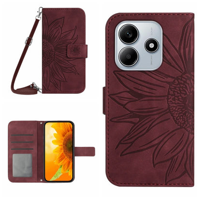 Skin Feel Sun Flower Embossed Flip Leather Phone Case with Lanyard, For Redmi 13x, For Redmi A5 4G 173.3mm, For Redmi A5 4G 171.7mm / Poco C71, For Redmi Note 14 4G 164.84mm EU Version, For Redmi Note 14 Pro 4G, For Redmi Note 14 4G 163.25mm           ...