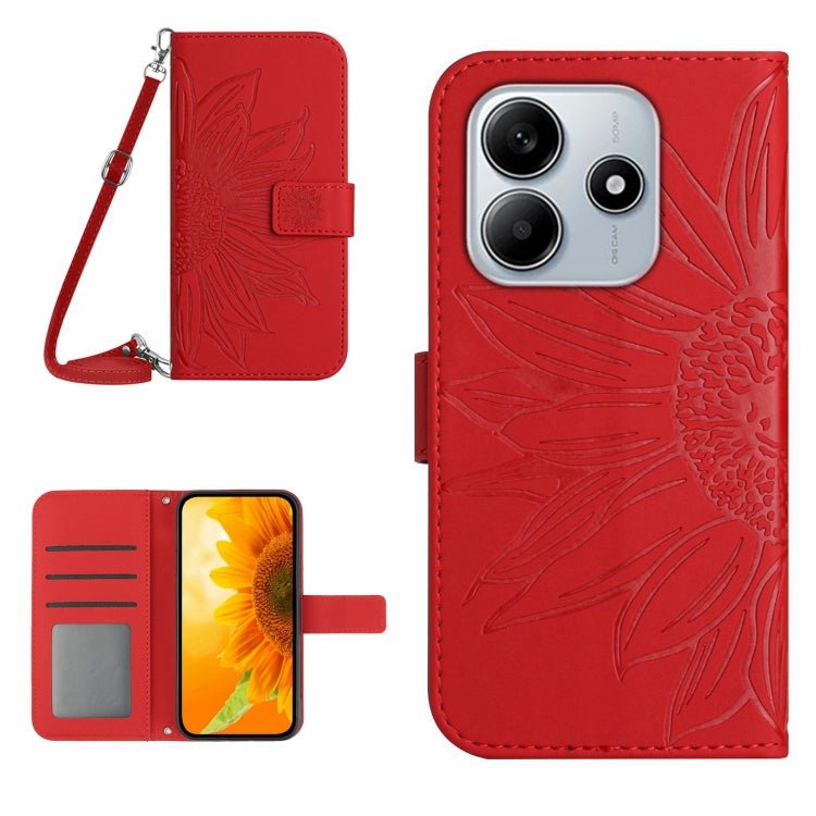 Skin Feel Sun Flower Embossed Flip Leather Phone Case with Lanyard, For Redmi 13x, For Redmi A5 4G 173.3mm, For Redmi A5 4G 171.7mm / Poco C71, For Redmi Note 14 4G 164.84mm EU Version, For Redmi Note 14 Pro 4G, For Redmi Note 14 4G 163.25mm           ...