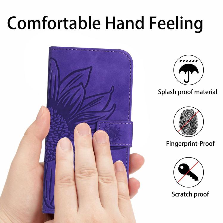 Skin Feel Sun Flower Embossed Flip Leather Phone Case with Lanyard, For Redmi Note 14 4G 163.25mm, For Redmi Note 14 5G, For Redmi Note 14 Pro+ 5G, For Redmi 14C 4G