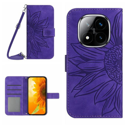 Skin Feel Sun Flower Embossed Flip Leather Phone Case with Lanyard, For Redmi 13x, For Redmi A5 4G 173.3mm, For Redmi A5 4G 171.7mm / Poco C71, For Redmi Note 14 4G 164.84mm EU Version, For Redmi Note 14 Pro 4G, For Redmi Note 14 4G 163.25mm           ...