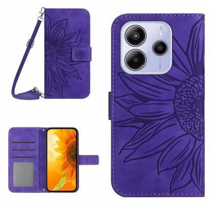 Skin Feel Sun Flower Embossed Flip Leather Phone Case with Lanyard, For Redmi 13x, For Redmi A5 4G 173.3mm, For Redmi A5 4G 171.7mm / Poco C71, For Redmi Note 14 4G 164.84mm EU Version, For Redmi Note 14 Pro 4G, For Redmi Note 14 4G 163.25mm           ...
