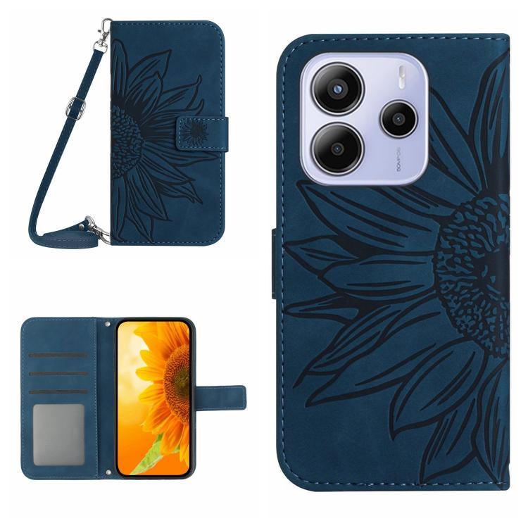 Skin Feel Sun Flower Embossed Flip Leather Phone Case with Lanyard, For Redmi 13x, For Redmi A5 4G 173.3mm, For Redmi A5 4G 171.7mm / Poco C71, For Redmi Note 14 4G 164.84mm EU Version, For Redmi Note 14 Pro 4G, For Redmi Note 14 4G 163.25mm           ...
