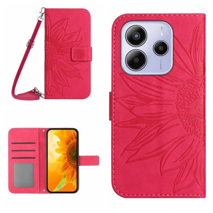 Skin Feel Sun Flower Embossed Flip Leather Phone Case with Lanyard, For Redmi 13x, For Redmi A5 4G 173.3mm, For Redmi A5 4G 171.7mm / Poco C71, For Redmi Note 14 4G 164.84mm EU Version, For Redmi Note 14 Pro 4G, For Redmi Note 14 4G 163.25mm           ...