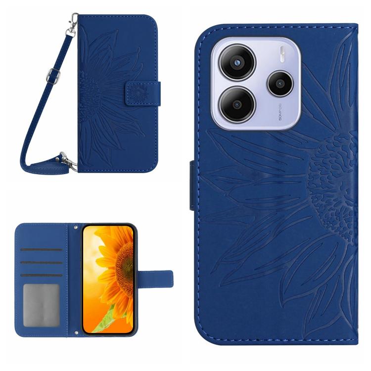 Skin Feel Sun Flower Embossed Flip Leather Phone Case with Lanyard, For Redmi 13x, For Redmi A5 4G 173.3mm, For Redmi A5 4G 171.7mm / Poco C71, For Redmi Note 14 4G 164.84mm EU Version, For Redmi Note 14 Pro 4G, For Redmi Note 14 4G 163.25mm           ...