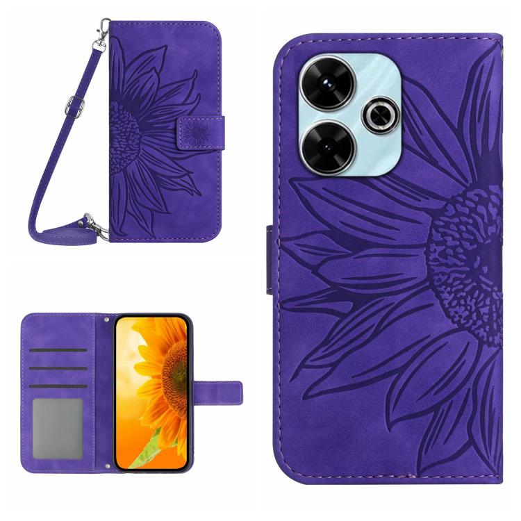 Skin Feel Sun Flower Embossed Flip Leather Phone Case with Lanyard, For Redmi 13x, For Redmi A5 4G 173.3mm, For Redmi A5 4G 171.7mm / Poco C71, For Redmi Note 14 4G 164.84mm EU Version, For Redmi Note 14 Pro 4G, For Redmi Note 14 4G 163.25mm           ...