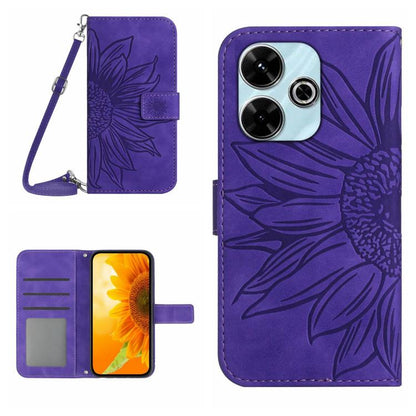 Skin Feel Sun Flower Embossed Flip Leather Phone Case with Lanyard, For Redmi 13x, For Redmi A5 4G 173.3mm, For Redmi A5 4G 171.7mm / Poco C71, For Redmi Note 14 4G 164.84mm EU Version, For Redmi Note 14 Pro 4G, For Redmi Note 14 4G 163.25mm           ...