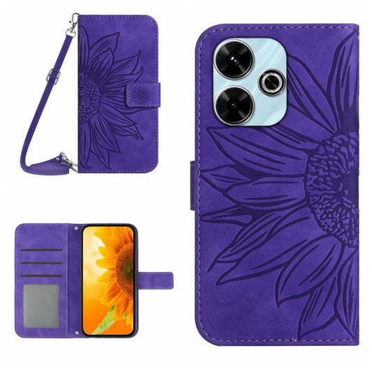 Skin Feel Sun Flower Embossed Flip Leather Phone Case with Lanyard, For Redmi 13x, For Redmi A5 4G 173.3mm, For Redmi A5 4G 171.7mm / Poco C71, For Redmi Note 14 4G 164.84mm EU Version, For Redmi Note 14 Pro 4G, For Redmi Note 14 4G 163.25mm           ...