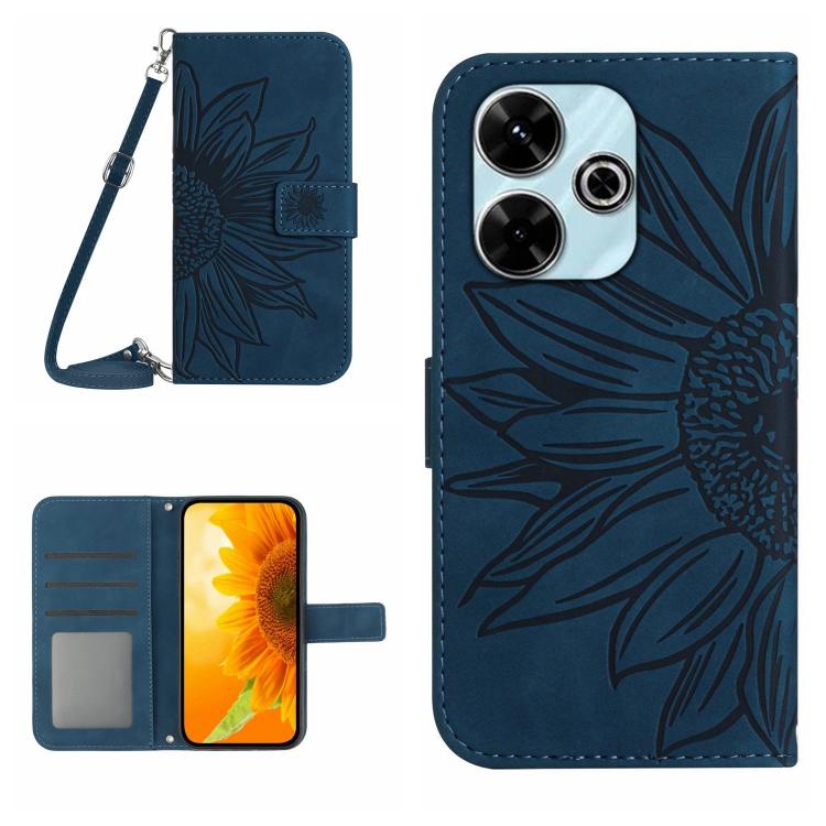 Skin Feel Sun Flower Embossed Flip Leather Phone Case with Lanyard, For Redmi 13x, For Redmi A5 4G 173.3mm, For Redmi A5 4G 171.7mm / Poco C71, For Redmi Note 14 4G 164.84mm EU Version, For Redmi Note 14 Pro 4G, For Redmi Note 14 4G 163.25mm           ...
