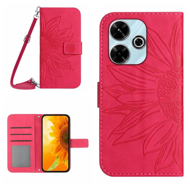 Skin Feel Sun Flower Embossed Flip Leather Phone Case with Lanyard, For Redmi 13x, For Redmi A5 4G 173.3mm, For Redmi A5 4G 171.7mm / Poco C71, For Redmi Note 14 4G 164.84mm EU Version, For Redmi Note 14 Pro 4G, For Redmi Note 14 4G 163.25mm           ...