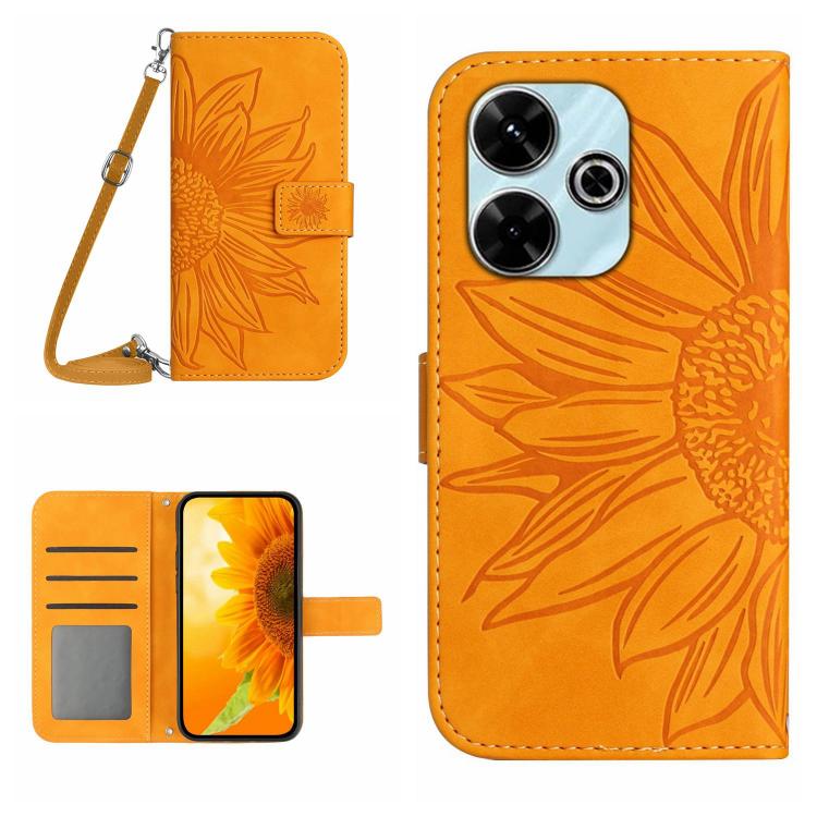 Skin Feel Sun Flower Embossed Flip Leather Phone Case with Lanyard, For Redmi 13x, For Redmi A5 4G 173.3mm, For Redmi A5 4G 171.7mm / Poco C71, For Redmi Note 14 4G 164.84mm EU Version, For Redmi Note 14 Pro 4G, For Redmi Note 14 4G 163.25mm           ...