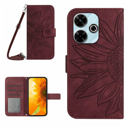 Skin Feel Sun Flower Embossed Flip Leather Phone Case with Lanyard, For Redmi 13x, For Redmi A5 4G 173.3mm, For Redmi A5 4G 171.7mm / Poco C71, For Redmi Note 14 4G 164.84mm EU Version, For Redmi Note 14 Pro 4G, For Redmi Note 14 4G 163.25mm           ...