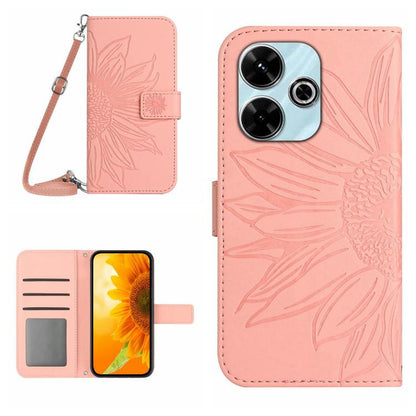 Skin Feel Sun Flower Embossed Flip Leather Phone Case with Lanyard, For Redmi 13x, For Redmi A5 4G 173.3mm, For Redmi A5 4G 171.7mm / Poco C71, For Redmi Note 14 4G 164.84mm EU Version, For Redmi Note 14 Pro 4G, For Redmi Note 14 4G 163.25mm           ...