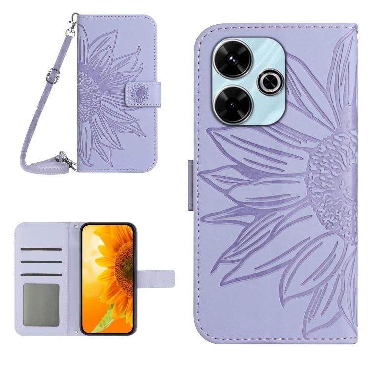 Skin Feel Sun Flower Embossed Flip Leather Phone Case with Lanyard, For Redmi 13x, For Redmi A5 4G 173.3mm, For Redmi A5 4G 171.7mm / Poco C71, For Redmi Note 14 4G 164.84mm EU Version, For Redmi Note 14 Pro 4G, For Redmi Note 14 4G 163.25mm           ...