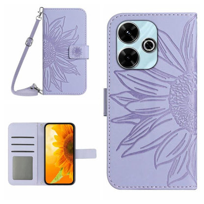 Skin Feel Sun Flower Embossed Flip Leather Phone Case with Lanyard, For Redmi 13x, For Redmi A5 4G 173.3mm, For Redmi A5 4G 171.7mm / Poco C71, For Redmi Note 14 4G 164.84mm EU Version, For Redmi Note 14 Pro 4G, For Redmi Note 14 4G 163.25mm           ...