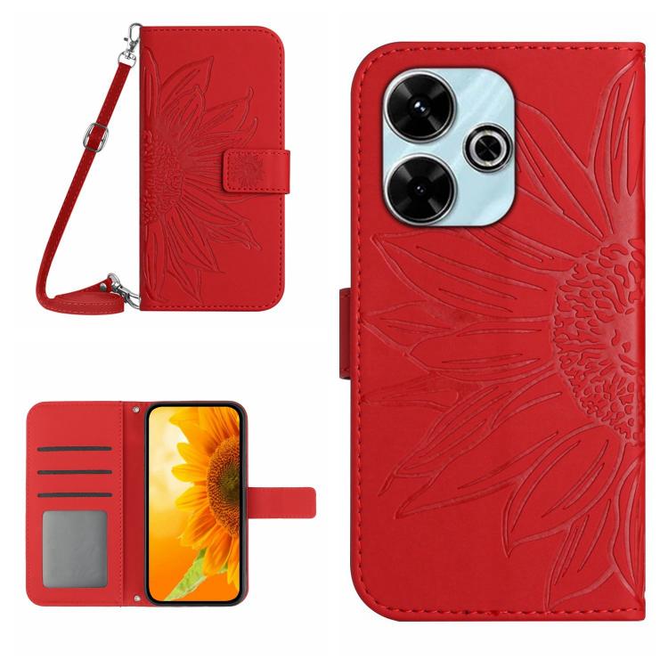 Skin Feel Sun Flower Embossed Flip Leather Phone Case with Lanyard, For Redmi 13x, For Redmi A5 4G 173.3mm, For Redmi A5 4G 171.7mm / Poco C71, For Redmi Note 14 4G 164.84mm EU Version, For Redmi Note 14 Pro 4G, For Redmi Note 14 4G 163.25mm           ...
