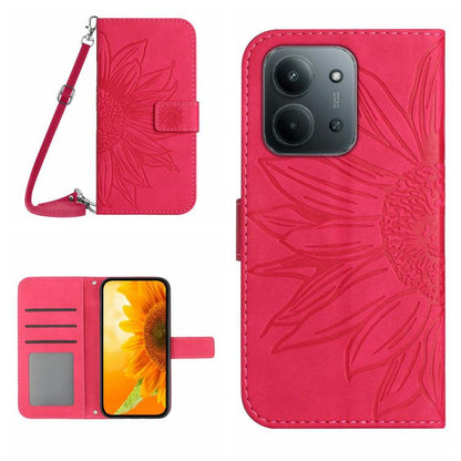 Skin Feel Sun Flower Embossed Flip Leather Phone Case with Lanyard, For Redmi A7 Pro 171mm / Poco C85x 5G, For Redmi Note 15 Pro+ 5G Global 163.3mm, For Redmi Note 15 5G Global 164mm, For Redmi Note 15 Pro 4G Global 163.2mm                             ...