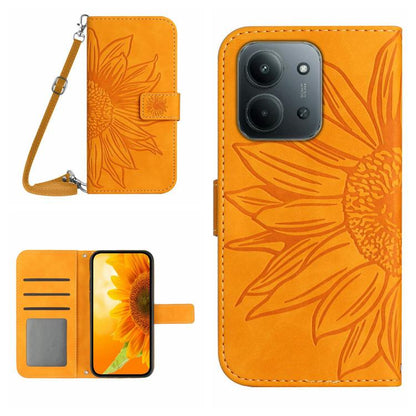 Skin Feel Sun Flower Embossed Flip Leather Phone Case with Lanyard, For Redmi A7 Pro 171mm / Poco C85x 5G, For Redmi Note 15 Pro+ 5G Global 163.3mm, For Redmi Note 15 5G Global 164mm, For Redmi Note 15 Pro 4G Global 163.2mm                             ...