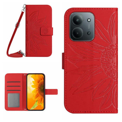 Skin Feel Sun Flower Embossed Flip Leather Phone Case with Lanyard, For Redmi A7 Pro 171mm / Poco C85x 5G, For Redmi Note 15 Pro+ 5G Global 163.3mm, For Redmi Note 15 5G Global 164mm, For Redmi Note 15 Pro 4G Global 163.2mm                             ...