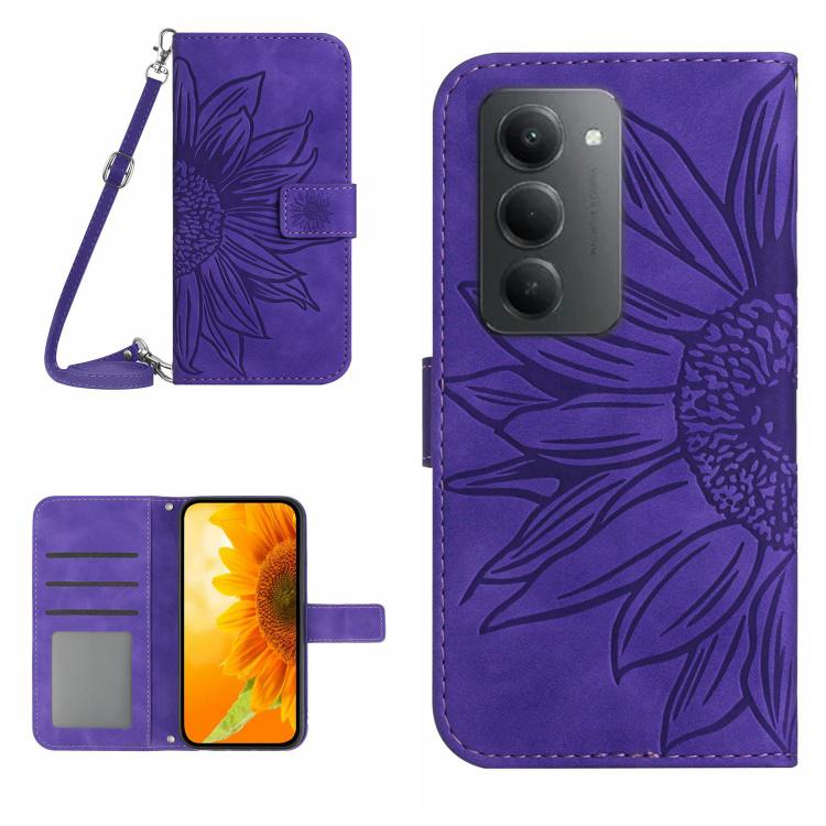 Skin Feel Sun Flower Embossed Flip Leather Phone Case with Lanyard, For Redmi A7 Pro 171mm / Poco C85x 5G, For Redmi Note 15 Pro+ 5G Global 163.3mm, For Redmi Note 15 5G Global 164mm, For Redmi Note 15 Pro 4G Global 163.2mm                             ...
