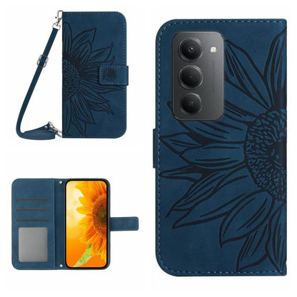 Skin Feel Sun Flower Embossed Flip Leather Phone Case with Lanyard, For Redmi A7 Pro 171mm / Poco C85x 5G, For Redmi Note 15 Pro+ 5G Global 163.3mm, For Redmi Note 15 5G Global 164mm, For Redmi Note 15 Pro 4G Global 163.2mm                             ...