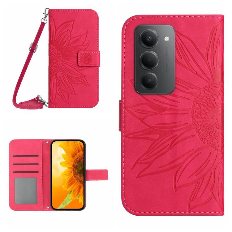 Skin Feel Sun Flower Embossed Flip Leather Phone Case with Lanyard, For Redmi A7 Pro 171mm / Poco C85x 5G, For Redmi Note 15 Pro+ 5G Global 163.3mm, For Redmi Note 15 5G Global 164mm, For Redmi Note 15 Pro 4G Global 163.2mm                             ...