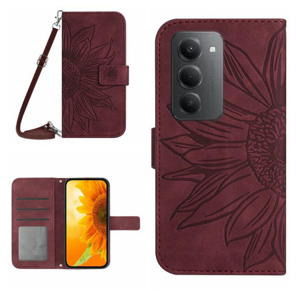 Skin Feel Sun Flower Embossed Flip Leather Phone Case with Lanyard, For Redmi A7 Pro 171mm / Poco C85x 5G, For Redmi Note 15 Pro+ 5G Global 163.3mm, For Redmi Note 15 5G Global 164mm, For Redmi Note 15 Pro 4G Global 163.2mm                             ...