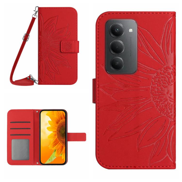 Skin Feel Sun Flower Embossed Flip Leather Phone Case with Lanyard, For Redmi A7 Pro 171mm / Poco C85x 5G, For Redmi Note 15 Pro+ 5G Global 163.3mm, For Redmi Note 15 5G Global 164mm, For Redmi Note 15 Pro 4G Global 163.2mm                             ...
