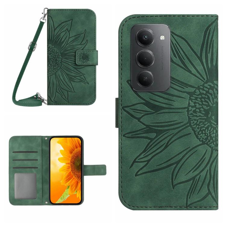 Skin Feel Sun Flower Embossed Flip Leather Phone Case with Lanyard, For Redmi A7 Pro 171mm / Poco C85x 5G, For Redmi Note 15 Pro+ 5G Global 163.3mm, For Redmi Note 15 5G Global 164mm, For Redmi Note 15 Pro 4G Global 163.2mm                             ...
