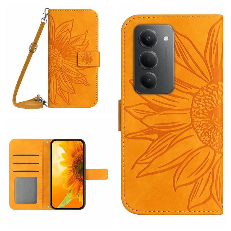 Skin Feel Sun Flower Embossed Flip Leather Phone Case with Lanyard, For Redmi A7 Pro 171mm / Poco C85x 5G, For Redmi Note 15 Pro+ 5G Global 163.3mm, For Redmi Note 15 5G Global 164mm, For Redmi Note 15 Pro 4G Global 163.2mm                             ...