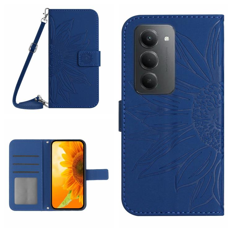 Skin Feel Sun Flower Embossed Flip Leather Phone Case with Lanyard, For Redmi A7 Pro 171mm / Poco C85x 5G, For Redmi Note 15 Pro+ 5G Global 163.3mm, For Redmi Note 15 5G Global 164mm, For Redmi Note 15 Pro 4G Global 163.2mm                             ...