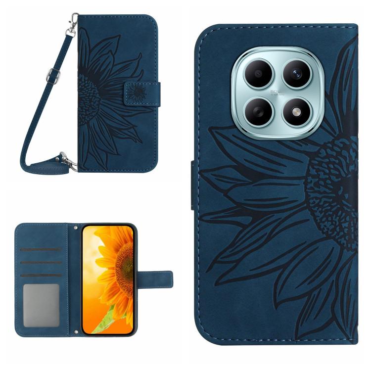 Skin Feel Sun Flower Embossed Flip Leather Phone Case with Lanyard, For Redmi A7 Pro 171mm / Poco C85x 5G, For Redmi Note 15 Pro+ 5G Global 163.3mm, For Redmi Note 15 5G Global 164mm, For Redmi Note 15 Pro 4G Global 163.2mm                             ...