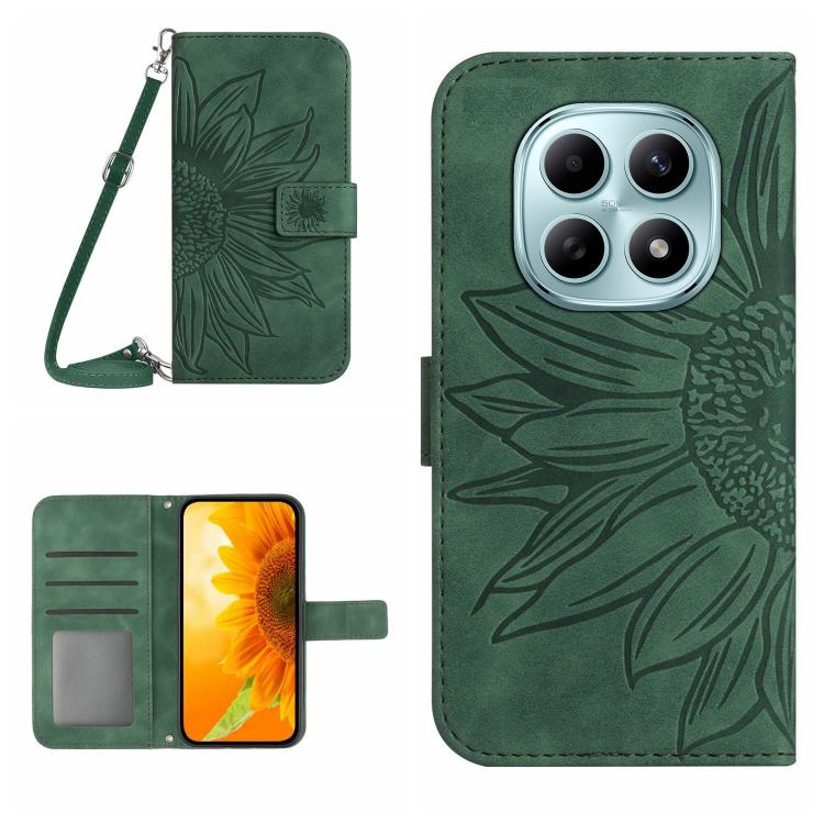 Skin Feel Sun Flower Embossed Flip Leather Phone Case with Lanyard, For Redmi A7 Pro 171mm / Poco C85x 5G, For Redmi Note 15 Pro+ 5G Global 163.3mm, For Redmi Note 15 5G Global 164mm, For Redmi Note 15 Pro 4G Global 163.2mm                             ...