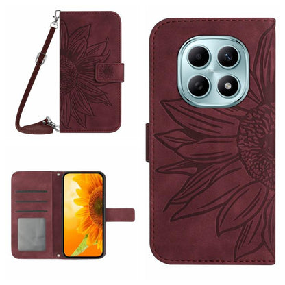 Skin Feel Sun Flower Embossed Flip Leather Phone Case with Lanyard, For Redmi A7 Pro 171mm / Poco C85x 5G, For Redmi Note 15 Pro+ 5G Global 163.3mm, For Redmi Note 15 5G Global 164mm, For Redmi Note 15 Pro 4G Global 163.2mm                             ...