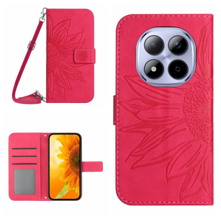 Skin Feel Sun Flower Embossed Flip Leather Phone Case with Lanyard, For Redmi A7 Pro 171mm / Poco C85x 5G, For Redmi Note 15 Pro+ 5G Global 163.3mm, For Redmi Note 15 5G Global 164mm, For Redmi Note 15 Pro 4G Global 163.2mm                             ...