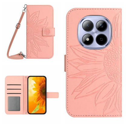 Skin Feel Sun Flower Embossed Flip Leather Phone Case with Lanyard, For Redmi A7 Pro 171mm / Poco C85x 5G, For Redmi Note 15 Pro+ 5G Global 163.3mm, For Redmi Note 15 5G Global 164mm, For Redmi Note 15 Pro 4G Global 163.2mm                             ...