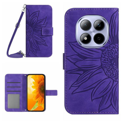 Skin Feel Sun Flower Embossed Flip Leather Phone Case with Lanyard, For Redmi A7 Pro 171mm / Poco C85x 5G, For Redmi Note 15 Pro+ 5G Global 163.3mm, For Redmi Note 15 5G Global 164mm, For Redmi Note 15 Pro 4G Global 163.2mm                             ...