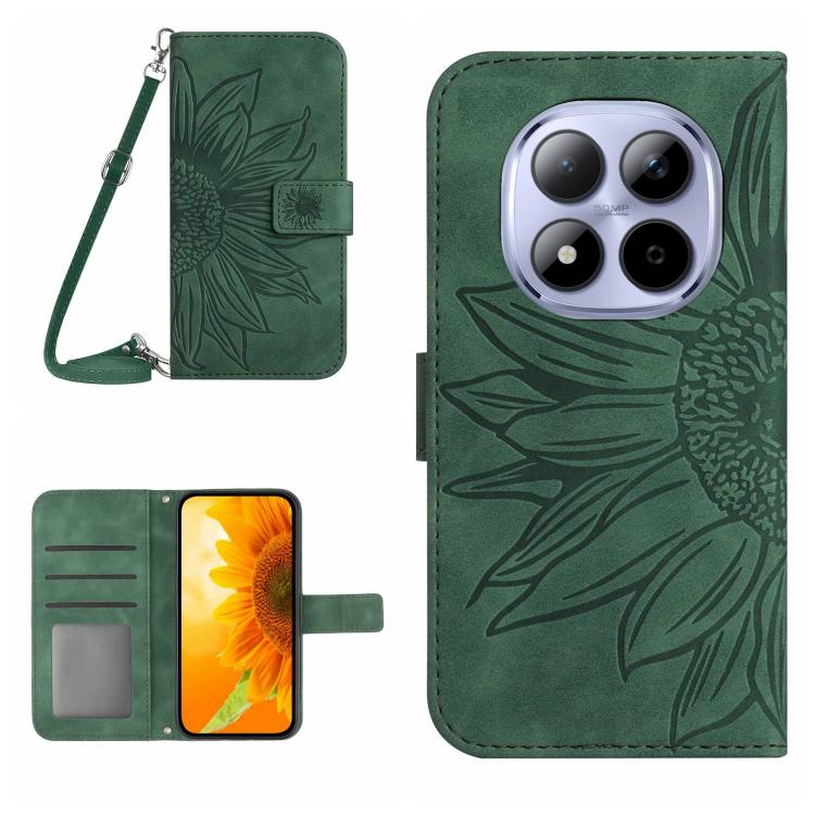 Skin Feel Sun Flower Embossed Flip Leather Phone Case with Lanyard, For Redmi A7 Pro 171mm / Poco C85x 5G, For Redmi Note 15 Pro+ 5G Global 163.3mm, For Redmi Note 15 5G Global 164mm, For Redmi Note 15 Pro 4G Global 163.2mm                             ...